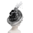 EVA LADY Women's Gothic Rose Ruffled Feathered Hat White-grey