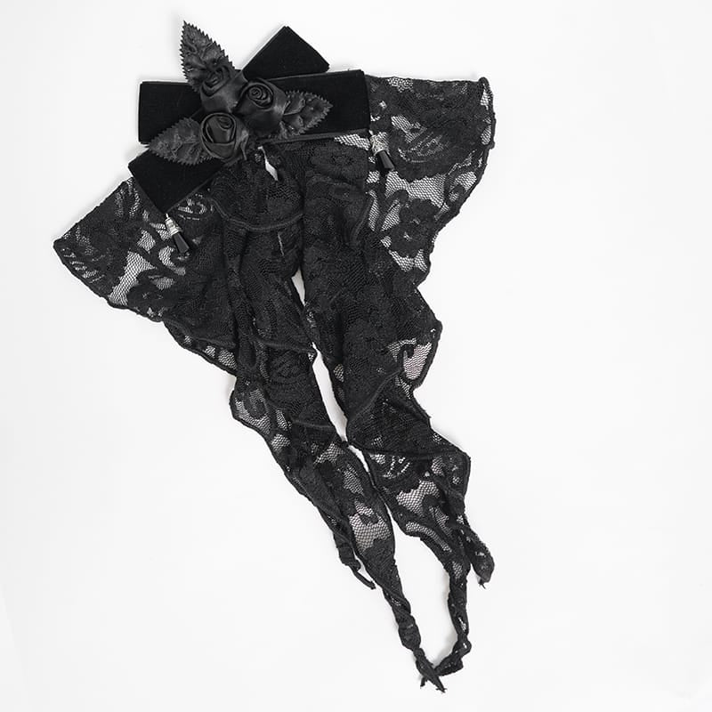 EVA LADY Women's Gothic Rose Ruffled Lace Jabot