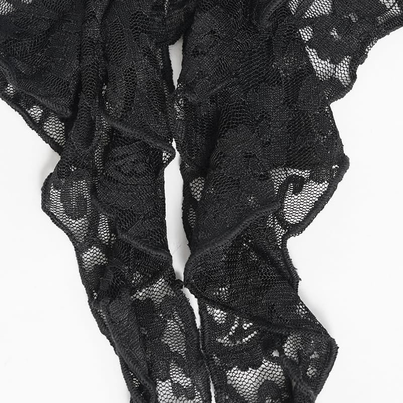 EVA LADY Women's Gothic Rose Ruffled Lace Jabot