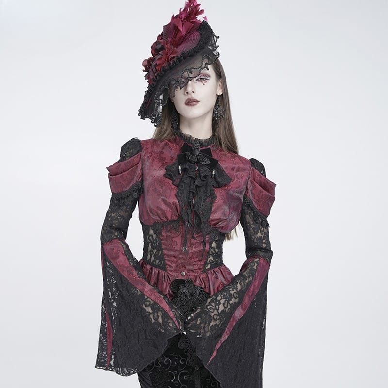 EVA LADY Women's Gothic Rose Ruffled Lace Jabot