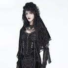 EVA LADY Women's Gothic Rose Ruffled Lace Trim Tassel Hooded Cape