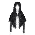 EVA LADY Women's Gothic Rose Ruffled Lace Trim Tassel Hooded Cape