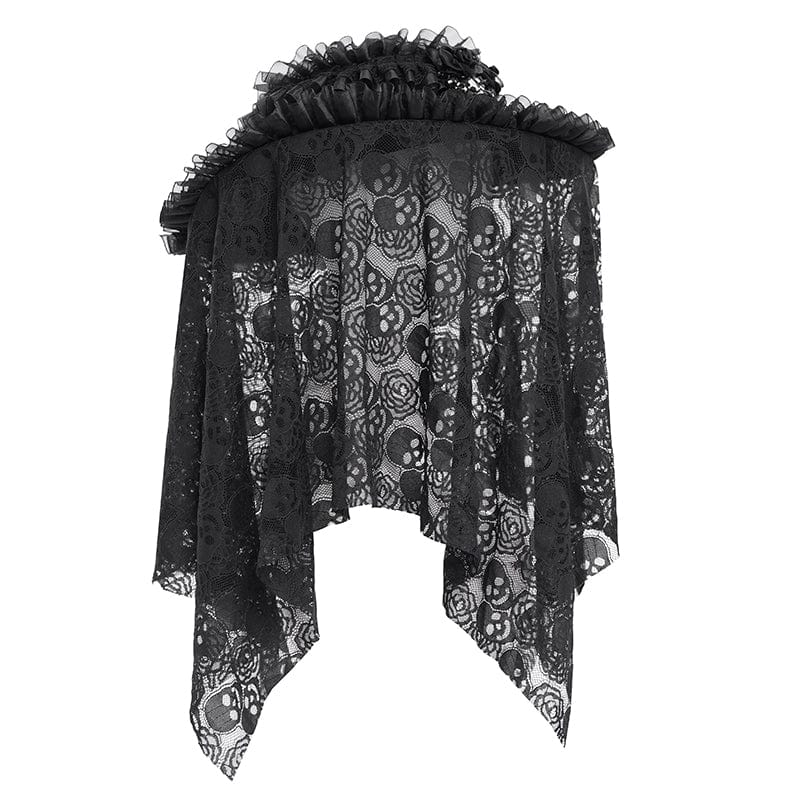 Cappello da donna EVA LADY in maglia con teschio e rose arricciate in stile gotico