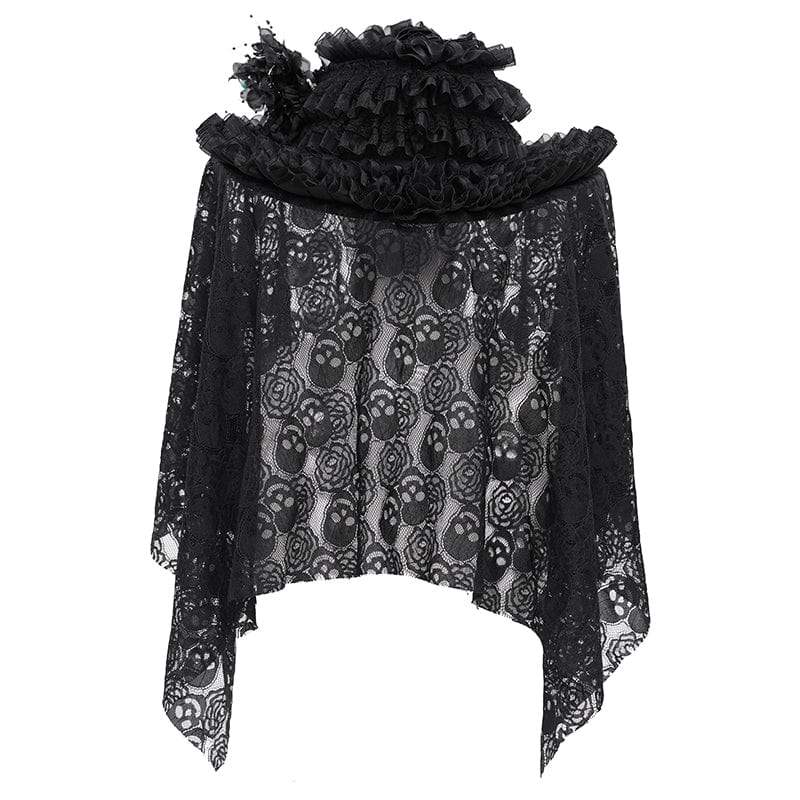 Cappello da donna EVA LADY in maglia con teschio e rose arricciate in stile gotico