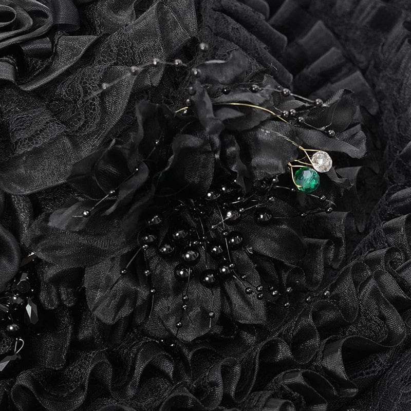 Cappello da donna EVA LADY in maglia con teschio e rose arricciate in stile gotico