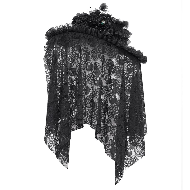 Cappello da donna EVA LADY in maglia con teschio e rose arricciate in stile gotico