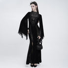 EVA LADY Women's Gothic Rose Skull Lace Ruffle Drawstring Pouch Handbag Black