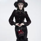 EVA LADY Women's Gothic Rose Skull Lace Ruffle Drawstring Pouch Handbag Red
