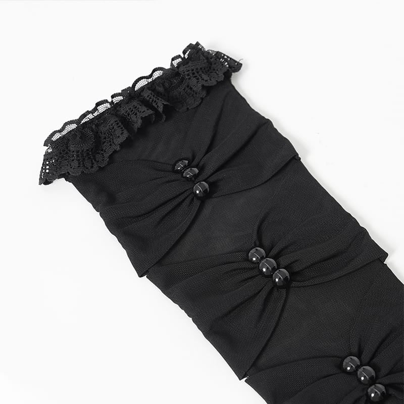 EVA LADY Women's Gothic Ruched Mesh Long Gloves