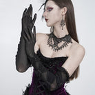 EVA LADY Women's Gothic Ruched Mesh Long Gloves