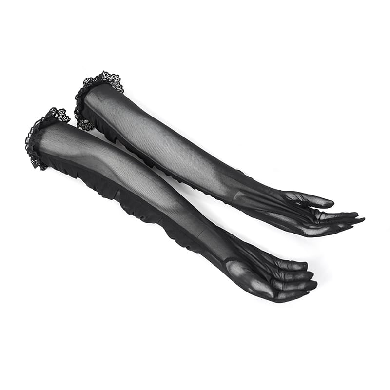 EVA LADY Women's Gothic Ruched Mesh Long Gloves