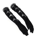 EVA LADY Women's Gothic Ruched Mesh Splice Velvet Long Gloves