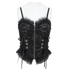EVA LADY Women's Gothic Ruffle Lace‑up Front Zipper Overbust Corset