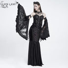 EVA LADY Women's Gothic Ruffle Lace‑up Front Zipper Overbust Corset