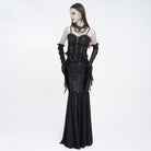 EVA LADY Women's Gothic Ruffle Lace‑up Front Zipper Overbust Corset