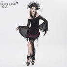 EVA LADY Women's Gothic Ruffled Off Shoulder Flared Sleeved Shirt Black