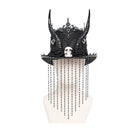 EVA LADY Women's Gothic Skull&Horn Beaded Hat
