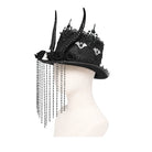 EVA LADY Women's Gothic Skull&Horn Beaded Hat
