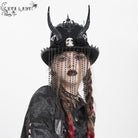 EVA LADY Women's Gothic Skull&Horn Beaded Hat