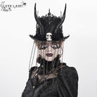 EVA LADY Women's Gothic Skull&Horn Beaded Hat