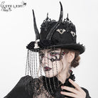EVA LADY Women's Gothic Skull&Horn Beaded Hat