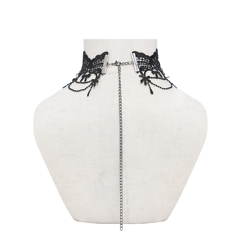 EVA LADY Women's Gothic Spider Beaded Chain Lace Choker