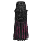 EVA LADY Women's Gothic Tassels Buckle-up Long Skirt Black Red