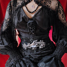 EVA LADY Women's Gothic Tassels Cut-out Long Sleeved Shirt