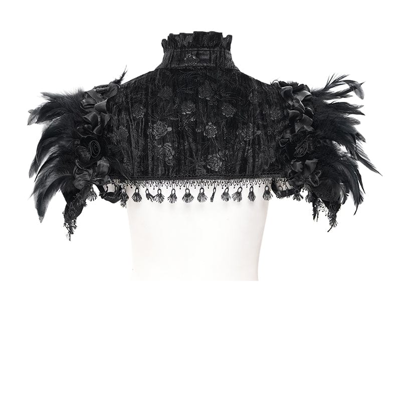 EVA LADY Women's Gothic Tassels Feather Lace Cape