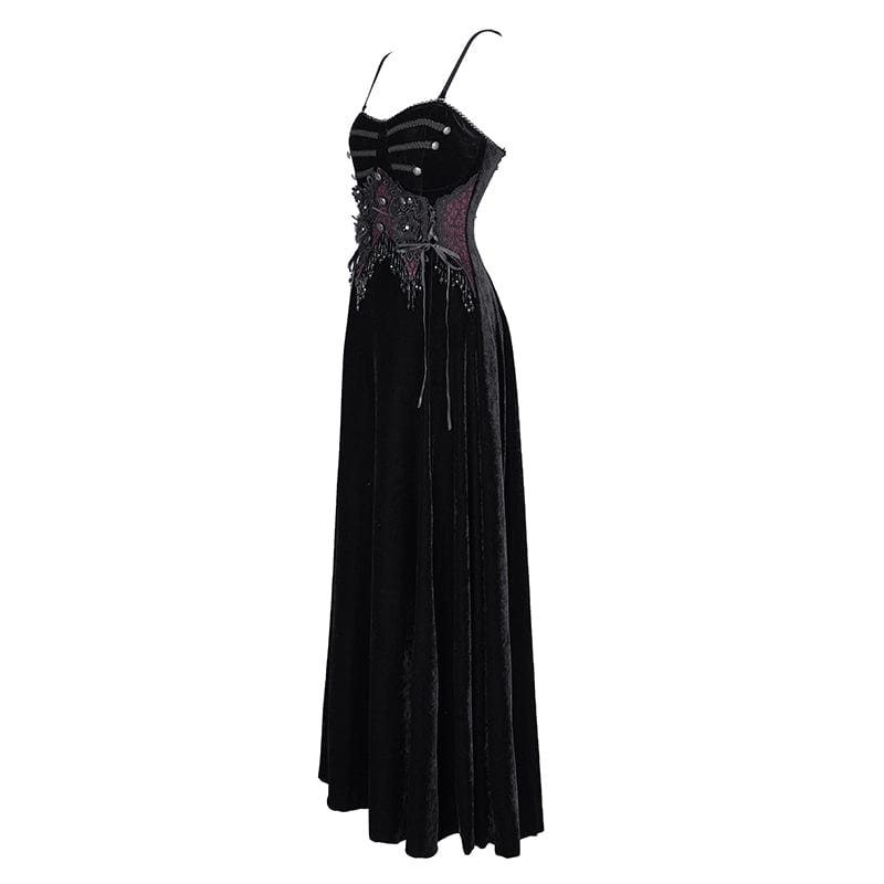 Women's Gothic Tassels Lace-up Slip Dress Punk Design Women's Gothic Tassels Lace-up Slip Dress Punk Design