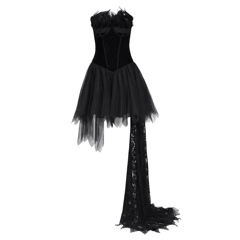 EVA LADY Women's Grungy Punk Goth Short Wedding Dress