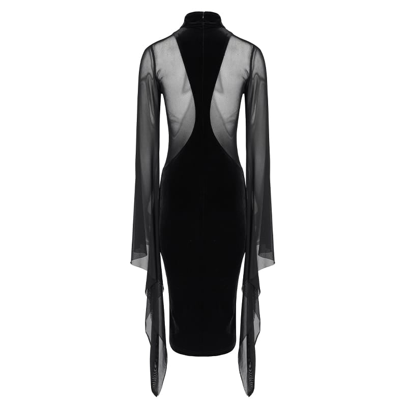EVA LADY Women's Punk Sheath Dress With Bell Sleeves