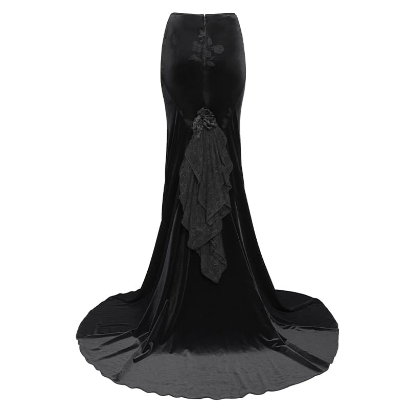 EVA LADY Women's Vintage Goth Skirt With Train