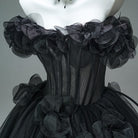 Kobine Custom-made Gothic Off Shoulder Floral Corseted Multi-Layered Maxi Ball Gown Wedding Dress