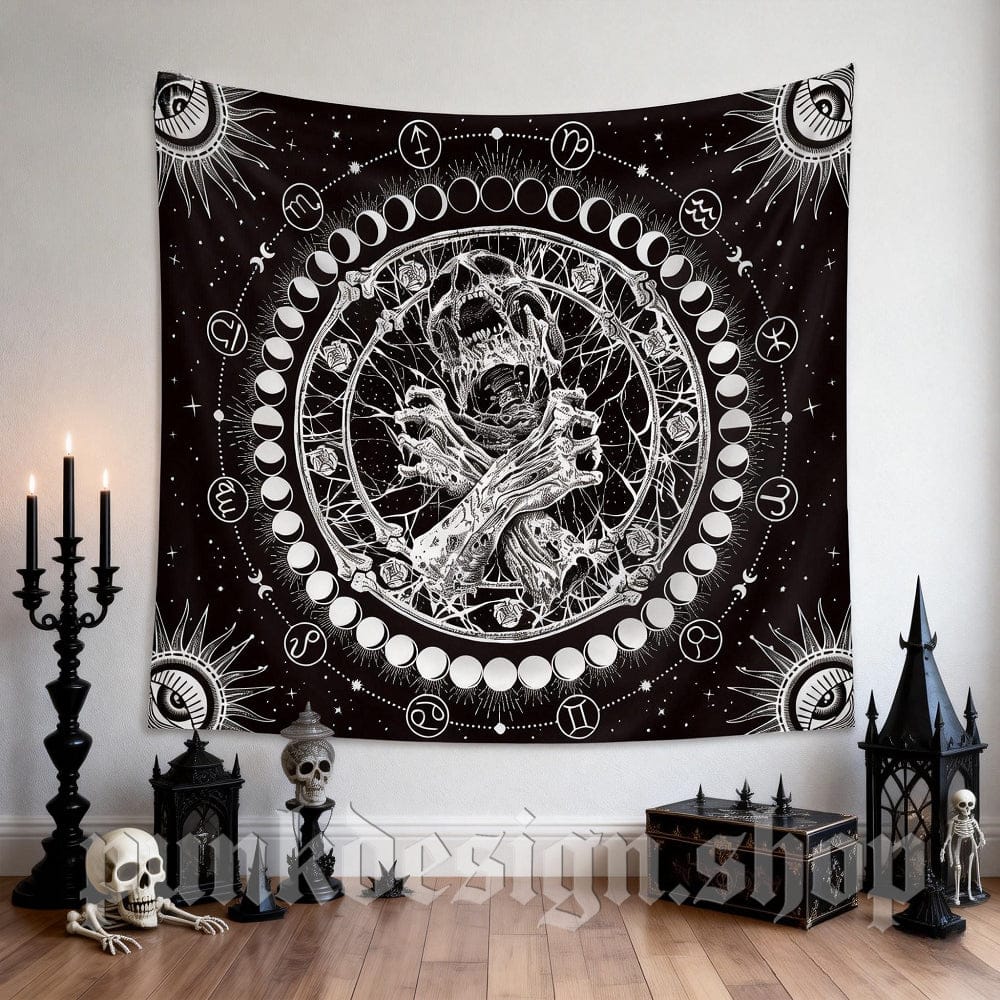 Kobine Home's Gothic Skull Printed Tapestry