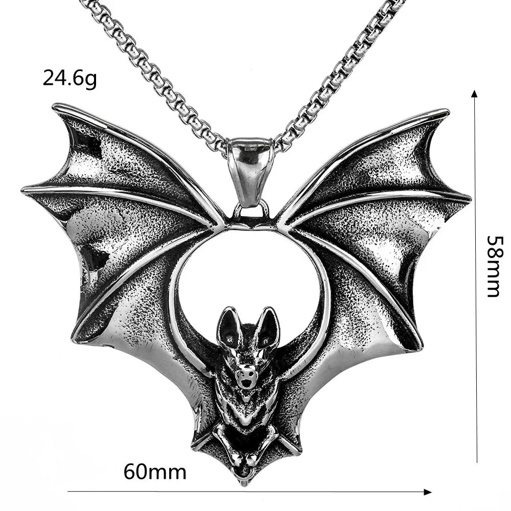 Kobine Men's Gothic Bat Necklace