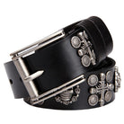 Kobine Men's Gothic Belts With Rivets Of Skulls And Crosses