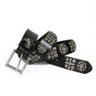 Kobine Men's Gothic Belts With Rivets Of Skulls And Crosses