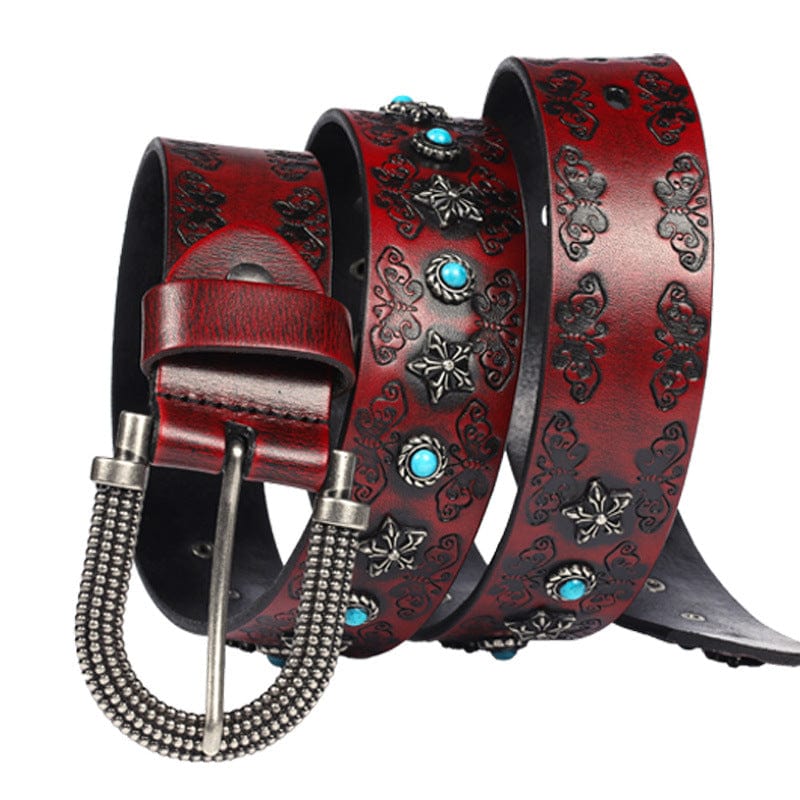 Kobine Men's Gothic Butterfly Embossed Belt