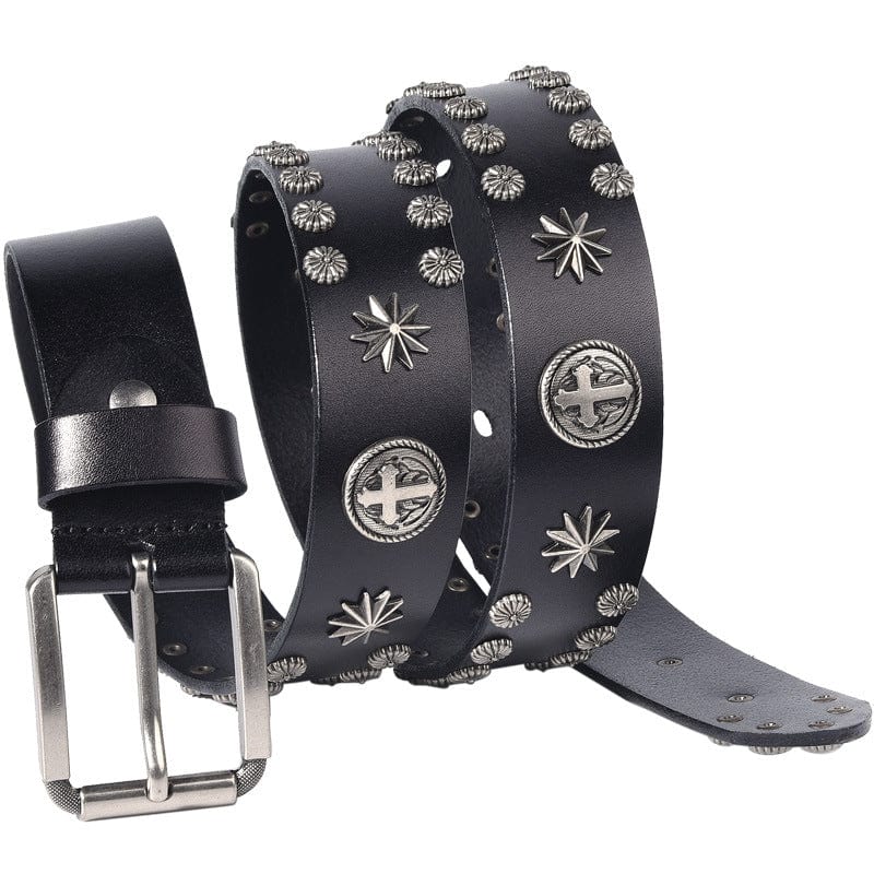 Kobine Men's Gothic Cross Studded Belt