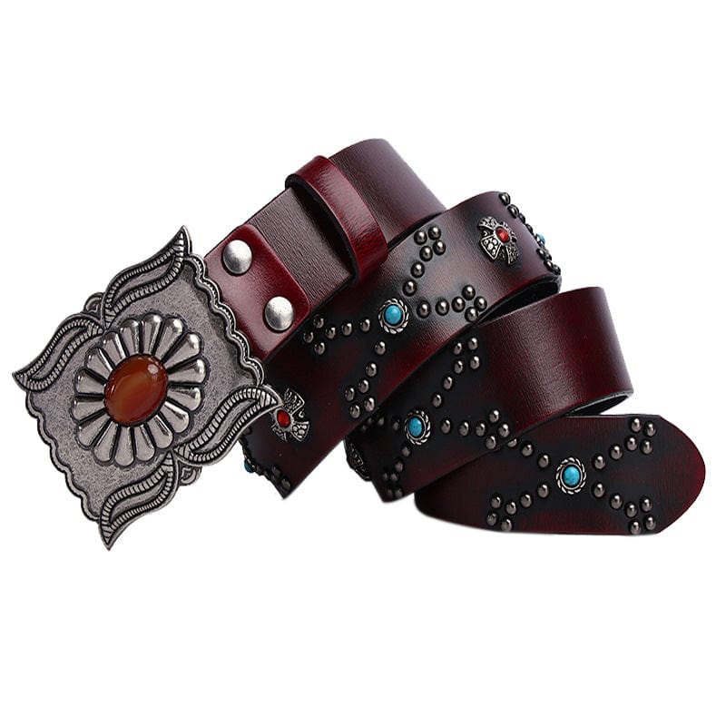 Kobine Men's Gothic Diamante Cross Studded Belt