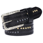 Kobine Men's Gothic Diamond Embossed Studded Belt
