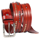 Kobine Men's Gothic Diamond Embossed Studded Belt