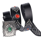 Kobine Men's Gothic Emerald Studded Belt