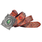 Kobine Men's Gothic Emerald Studded Belt