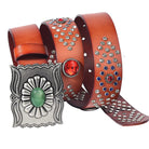Kobine Men's Gothic Emerald Studded Belt