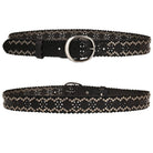 Kobine Men's Gothic Floral Cutout Studded Belt