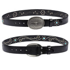 Kobine Men's Gothic Ox-head Floral Studded Belt