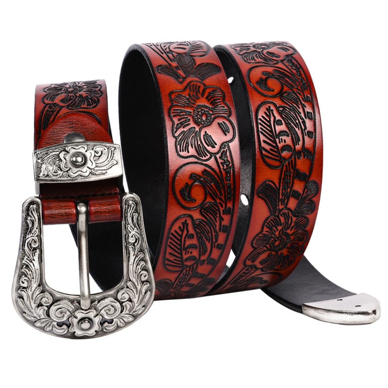 Kobine Men's Gothic Retro Floral Embossed Belt