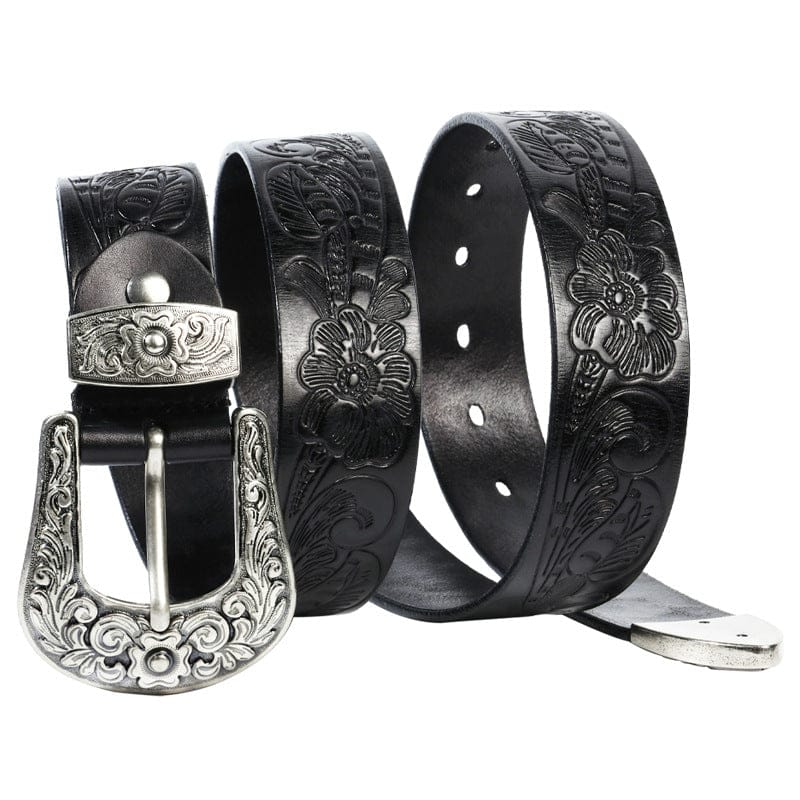 Kobine Men's Gothic Retro Floral Embossed Belt